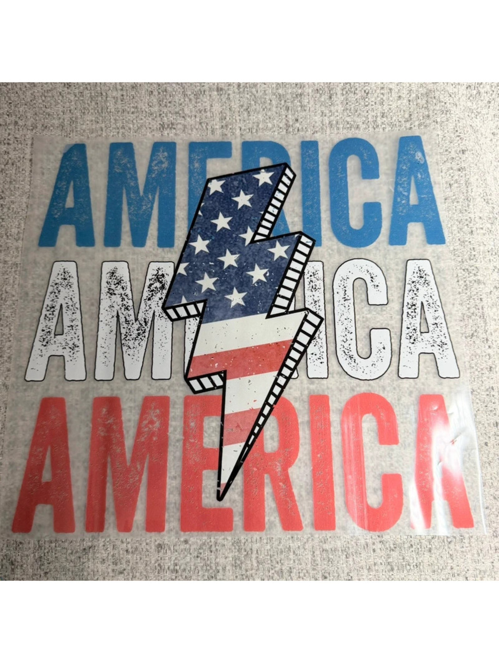 New America Lightning Bolt USA Flag Patriotic DTF T-Shirt Transfer Retro Distres
